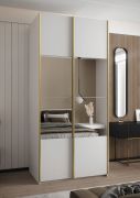 Kleiderschrank / Schiebetürenschrank | 245,5 x 100 x 64 cm | Farbe: Schwarz | Soft-Close | Spiegel | 2 Kleiderstangen | 2 Schiebetüren | 6 Fächer