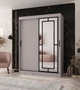 Kleiderschrank | Kaschmir | 5 Fächer | 2 Kleiderstangen | hochwertig Verarbeitet | 150 x 62 x 200 cm | Schiebetürenschrank | dekorative Spiegeltür