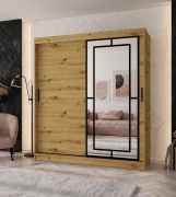 Kast met schuifdeuren | Kleur: Artisan eiken | 10 vakken | 2 kledingstangen | hoogwaardige afwerking | 180 x 62 x 200 cm | Kledingkast | spiegeldeur | modern design