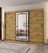 Kledingkast / schuifdeurenkast | Kleur: Artisan eiken | 10 vakken | 2 kledingstangen | hoogwaardige afwerking | 250 x 62 x 200 cm | decoratieve spiegeldeur