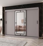 Kledingkast / kast met schuifdeuren | Kasjmier | 10 vakken | 2 kledingstangen | hoogwaardige afwerking | 250 x 62 x 200 cm | decoratieve spiegeldeur