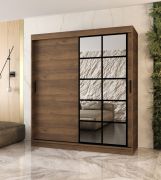 Kledingkast / schuifdeurenkast / Kleur: walnoten Warmia / 10 vakken / 2 kledingstangen / Hoogwaardige afwerking / 180 x 62 x 200 cm / decoratieve spiegeldeur