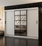 Schuifdeurenkast / mat wit / 10 vakken / 2 kledingstangen / Hoogwaardige afwerking / 250 x 62 x 200 cm / Kledingkast / Spiegeldeur / Modern design