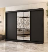 Schuifdeurenkast / Matzwart / 10 vakken / 2 kledingstangen / Hoogwaardige afwerking / 250 x 62 x 200 cm / Kledingkast / Spiegeldeur / Modern design