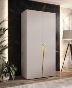 Kledingkast | 1 vak | kleur: kasjmier | 1 kledingroede | soft-close functie | 1 meter breedte | handgrepen: goud | ABS randen | afmetingen: 100 x 52 x 202 cm