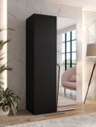 Kledingkast | 1 spiegeldeur | Kleur: zwart | 1 vak | Handgrepen: kasjmier | 1 kledingstang | 1 meter breedte | Soft-Close functie | Maten: 100 x 52 x 202 cm