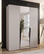 Draaideurkast / kledingkast | kleur: kasjmier | 1 spiegeldeur | handgrepen: zwart | 2 vakken | soft-close | 2 kledingstangen | afmetingen: 150 x 52 x 202 cm | ABS