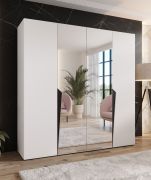 Draaideurkast | 2 spiegeldeuren | Kleur: wit | 2 vakken | soft-close | 2 kledingstangen | handgrepen: zwart | afmetingen: 200 x 52 x 202 cm | kledingkast | ABS randen