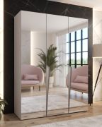 Kledingkast | Kleur: kasjmier | 3 spiegeldeuren | 2 vakken | 2 kledingstangen | Maten: 150 x 52 x 202 cm | Handgrepen: kasjmier | Soft-Close functie | ABS-randbescherming