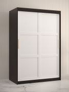 Kledingkast met functioneel design Liskamm 07, kleur: matzwart / matwit - Afmetingen: 200 x 120 x 62 cm (H x B x D), met vijf vakken en twee kledingstangen