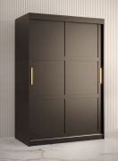 Kledingkast met functioneel ontwerp Liskamm 08, kleur: matzwart - Afmetingen: 200 x 120 x 62 cm (H x B x D), met twee deuren