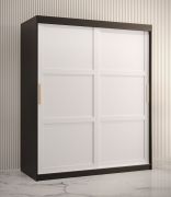 Stijlvolle kledingkast met genoeg opbergruimte Liskamm 11, kleur: matzwart / matwit - afmetingen: 200 x 150 x 62 cm (H x B x D), met vijf vakken en twee kledingstangen
