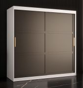 Elegante kledingkast met 10 vakken, model Liskamm 14, kleur: mat wit / mat zwart – afmetingen: 200 x 180 x 62 cm (H x B x D), met genoeg opbergruimte