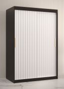 Elegante kledingkast Balmenhorn 55, kleur: matzwart / matwit - Afmetingen: 200 x 120 x 62 cm (H x B x D), met vijf vakken en twee kledingstangen