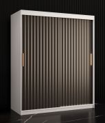 Kledingkast in moderne stijl Balmenhorn 58, kleur: mat wit / mat zwart - Afmetingen: 200 x 150 x 62 cm (H x B x D), met genoeg opbergruimte