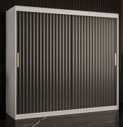 Moderne kledingkast met genoeg opbergruimte Balmenhorn 66, kleur: mat wit / mat zwart – afmetingen: 200 x 200 x 62 cm (H x B x D), met 10 vakken en twee kledingstangen