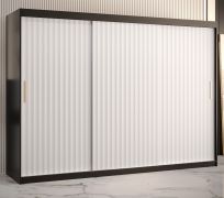 Elegante kledingkast met 10 vakken Balmenhorn 71, kleur: matzwart / matwit - Afmetingen: 200 x 250 x 62 cm (H x B x D), met drie deuren