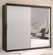 Kledingkast met een functioneel design Balmenhorn 91, kleur: matzwart / matwit - Afmetingen: 200 x 200 x 62 cm (H x B x D), met een spiegeldeur