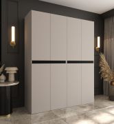 Kledingkast | Kasjmier | 8 draaideuren | 6 vakken | Soft-Close functie | 2 kledingstangen | 160 x 52 x 203 cm | hoogwaardige afwerking | voor de slaapkamer