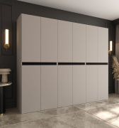 Kast met draaideuren / Kledingkast | Kasjmier | 12 draaideuren | 9 vakken | 3 kledingstangen | 240 x 52 x 203 cm | Hoogwaardige afwerking | Soft-Close functie