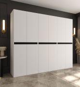 Draaideurkast | Wit | 12 draaideuren | 9 vakken | 3 kledingstangen | 270 x 52 x 203 cm | Hoogwaardige afwerking | Soft-Close functie | Kledingkast