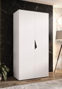 Draaideurkast / kledingkast / 1 meter breedte / ABS randbescherming / Handgrepen: Zwart / Kleur: Wit / Afmetingen: 100 x 52 x 202 cm / voor slaapkamers