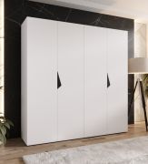 Draaideurkast / 2 meter breedte / 2 kledingstangen / kleur: wit / handgrepen: zwart / afmetingen: 200 x 52 x 202 cm / kledingkast / 2 vakken / 4 deuren