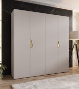 Draaideurkast | 2 meter breed | 2 kledingstangen | Kleur: kasjmier | Handgrepen: goud | Maten: 200 x 52 x 202 cm | Kledingkast | 2 vakken | 4 deuren