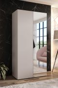 Kledingkast | 1 spiegeldeur | Kleur: kasjmier | 1 vak | 1 meter breedte | Handgrepen: zwart | 1 kledingstang | Maten: 100 x 52 x 202 cm | Soft-Close functie