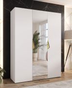 Draaideurkast / kledingkast | 1 spiegeldeur | Kleur: wit | 2 vakken | Handgrepen: goud | 2 kledingstangen | Soft-Close | Maten: 150 x 52 x 202 cm