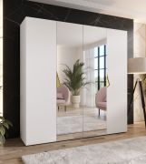 Draaideurkast | Kleur: wit | 2 spiegeldeuren | Handgrepen: goud | 2 vakken | 2 kledingstangen | Maten: 200 x 52 x 202 cm | Soft-Close functie