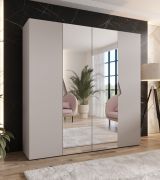 Drehtürenschrank | Farbe: Kaschmir | 2 Spiegeltüren | Griffe: Kaschmir | 2 Fächer | 2 Kleiderstangen | Maße: 200 x 52 x 202 cm | Soft-Close-Funktion