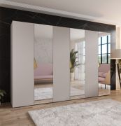 Kledingkast | 3 spiegeldeuren | 3 vakken | Kleur: kasjmier | 3 kledingstangen | Handgrepen: goud | Maten: 300 x 52 x 202 cm | Soft-Close functie