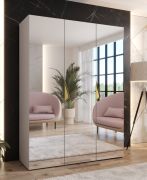Slaapkamerkast met spiegel | Kleur: kasjmier | Soft-Close functie | Handgrepen: goud | Maten: 150 x 52 x 202 cm | 2 vakken | Kledingkast | ABS | 2 kledingstangen