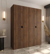 Kledingkast / Kleur: Walnoot Warmia / 8 draaideuren / 6 vakken / Soft-Close functie / 2 kledingstangen / Hoogwaardige afwerking / 160 x 52 x 203 cm / voor de slaapkamer