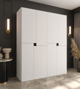 Draaideurkast / Wit / 8 draaideuren / 6 vakken / 2 kledingstangen / Kledingkast / 180 x 52 x 203 cm / Hoogwaardige afwerking / Soft-Close functie / Deuren zonder handgrepen