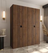 Draaideurkast | Kleur: Walnoot Warmia | 8 draaideuren | 6 vakken | 2 kledingstangen | Kledingkast | 180 x 52 x 203 cm | Hoogwaardige afwerking | Soft-Close functie | Deuren zonder handgrepen