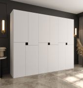 Draaideurkast / kledingkast / Wit / 12 draaideuren / 9 vakken / 3 kledingstangen / 240 x 52 x 203 cm / Hoogwaardige afwerking / Deuren zonder handgrepen / Soft-Close functie