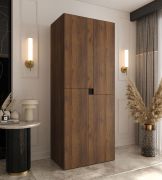 Draaideurkast / kledingkast / Kleur: Walnoot Warmia / 4 draaideuren / 3 vakken / 1 kledingstang / 80 x 52 x 203 cm / voor de slaapkamer / Soft-Close functie