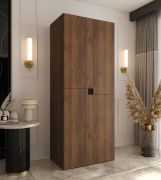 Kledingkast / Draaideurkast / Kleur: Walnoot Warmia / 4 draaideuren / 3 vakken / 1 kledingstang / 90 x 52 x 203 cm / voor de slaapkamer / Soft-Close functie