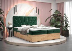 Elegant eenpersoonsbed met modern design Pilio 18, kleur: groen / Golden Craft eiken ambacht - ligvlak: 140 x 200 cm (b x l)