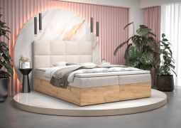 Bijzonder tweepersoonsbed met opbergruimte Pilio 51, kleur: Beige / Golden Craft eiken - ligvlak: 160 x 200 cm (b x l)