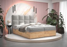 Tweepersoonsbed Pilio 54 met veel opbergruimte, kleur: grijs / eiken Golden Craft - ligvlak: 160 x 200 cm (b x l)