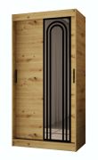 Schuifdeurenkast / Kleur: Artisan eiken / 5 vakken / 2 kledingstangen / hoogwaardige afwerking / 100 x 62 x 200 cm / Kledingkast / spiegeldeur / modern design