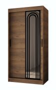 Schuifdeurenkast / Kleur: walnoten Warmia / 5 vakken / 2 kledingstangen / Hoogwaardige afwerking / 100 x 62 x 200 cm / Kledingkast / Spiegeldeur / Modern design