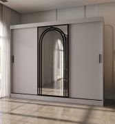 Schuifdeurenkast / Kasjmier / 10 vakken / 2 kledingstangen / 250 x 62 x 200 cm / Kledingkast / Spiegeldeur / Hoogwaardige afwerking / Modern design