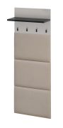 Garderobekast | 1 legplank | kleur: kasjmier / zwart | 4 haken | gestoffeerd paneel | afmetingen: 60 x 28 x 157 cm | functionaliteit & comfort