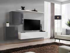 Bijzondere woonwand Balestrand 72, kleur: grijs / wit - Afmetingen: 150 x 250 x 40 cm (H x B x D), met drie deuren