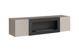 TV-meubel / kasjmier / push-to-open functie / bio-ethanol haard / 160 x 40 x 40 cm / TV-onderkast / hoogwaardige afwerking / 2 vakken / voor in huis