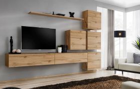 Bijzondere woonwand Balestrand 132, kleur: eiken Wotan – Afmetingen: 200 x 310 x 40 cm (H x B x D), met push-to-open-functie